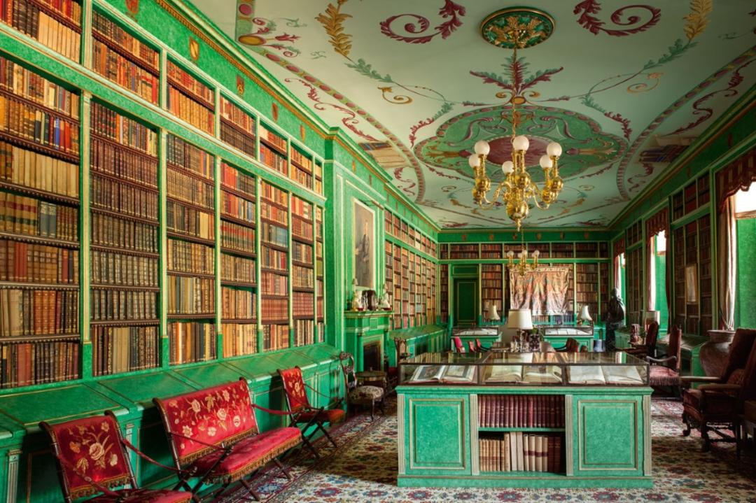 Зелений інтер'єр бібліотеки палацу
