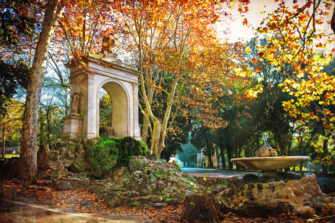 Арка та фонтан у парку Вілла Боргезе Пінчана